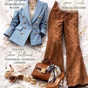 Nordstrom Brown Suede Straight-Leg Pants